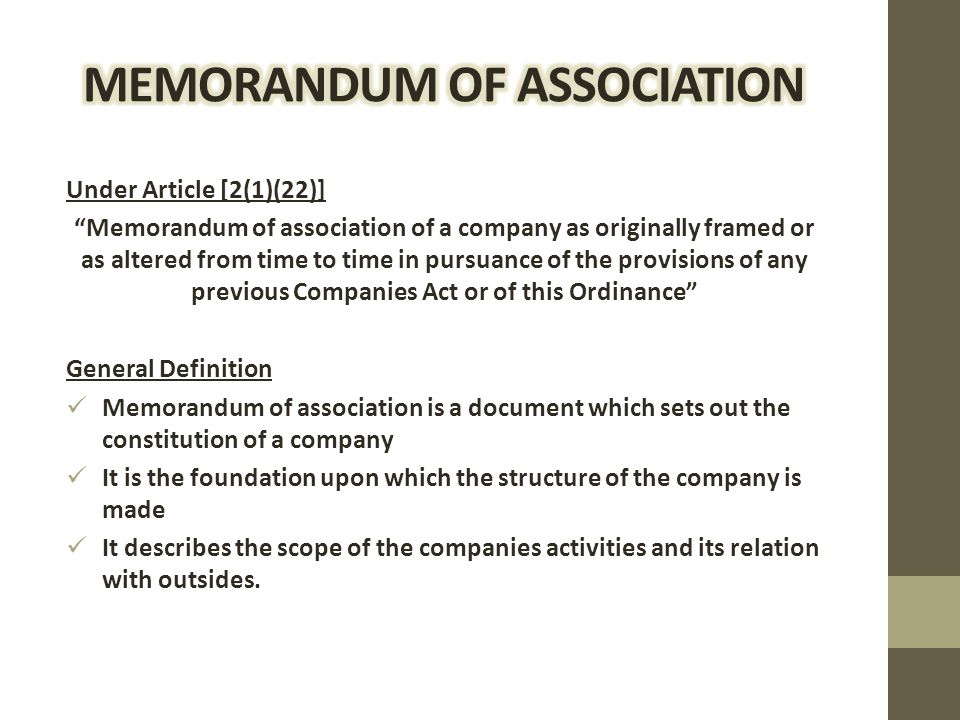 memorandum of association investopedia forex